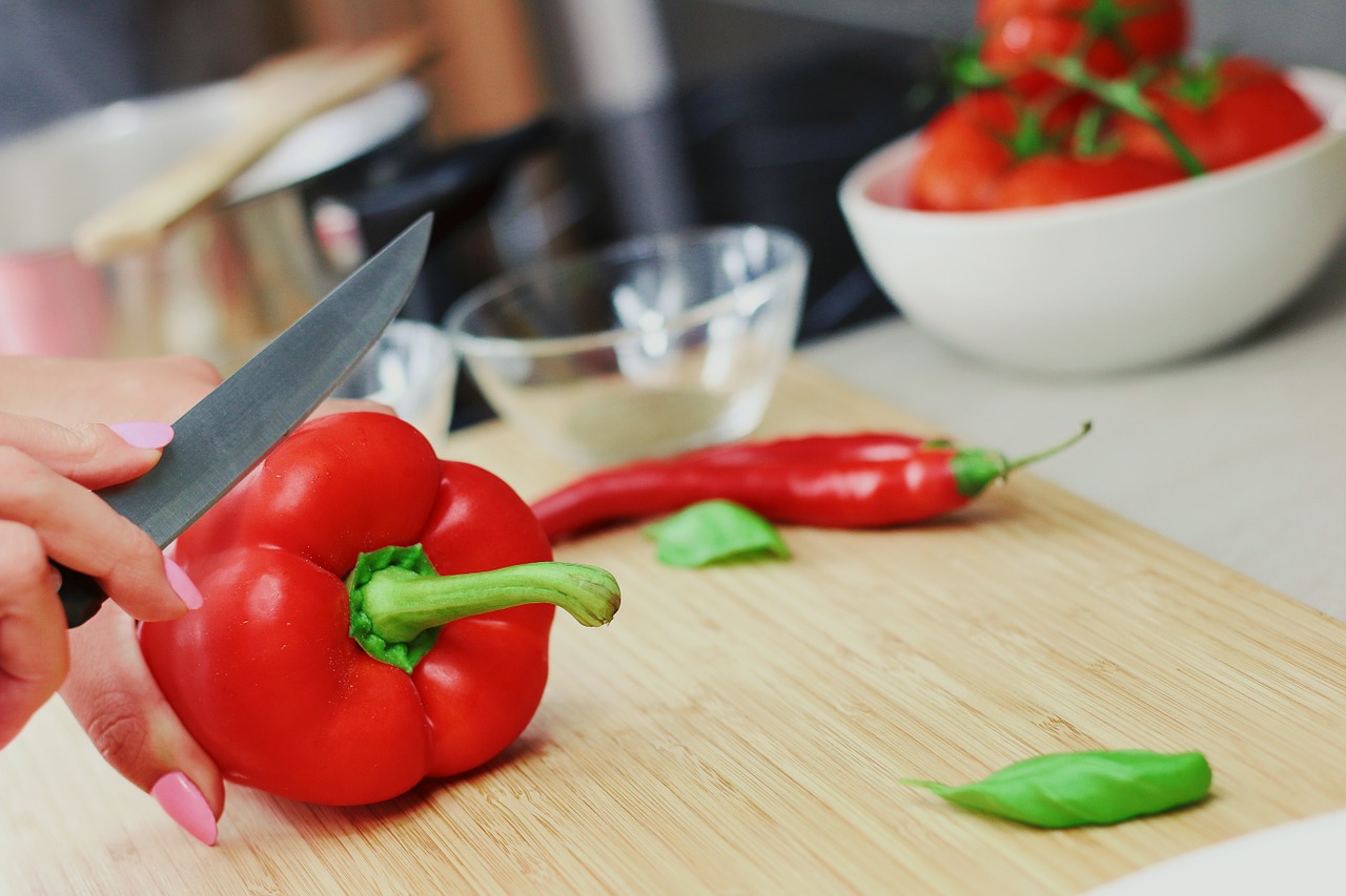 Pepper on a chopping board